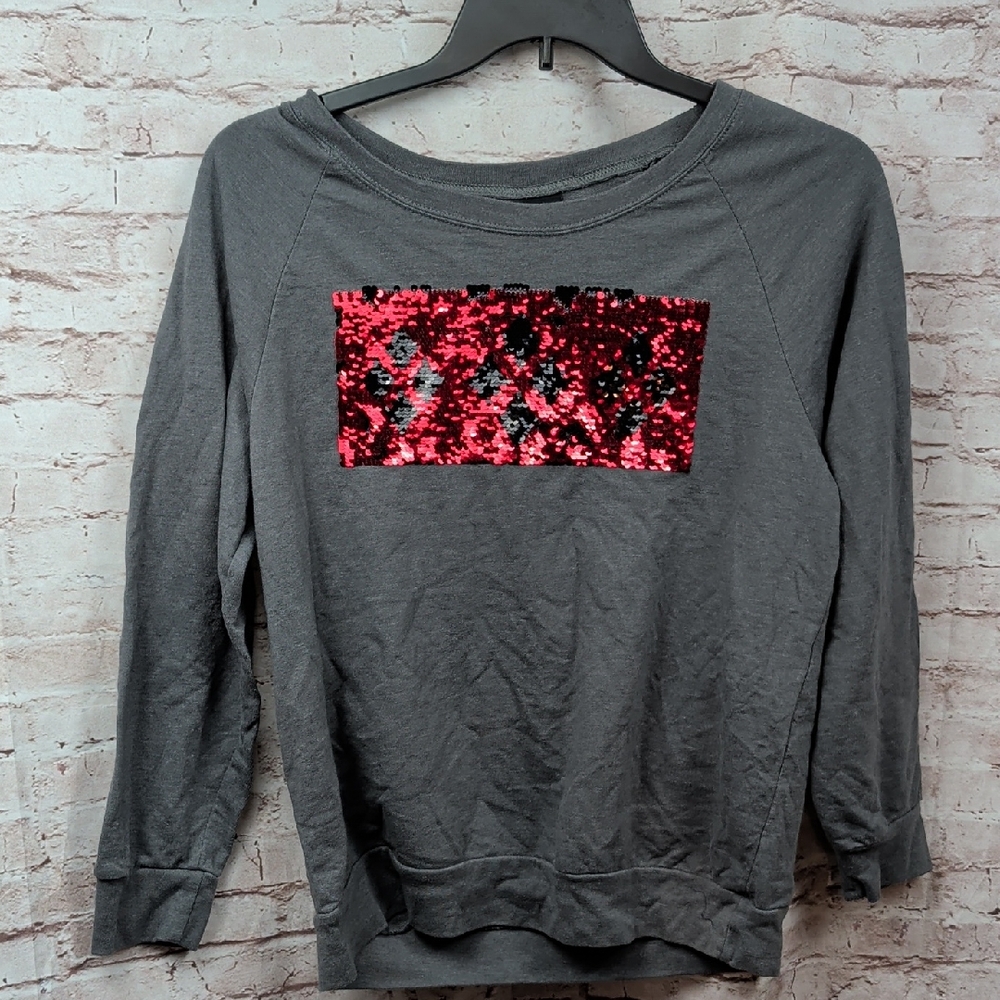 Batman Gray Sweatshirt with Red Sequin Design 2XL Women's